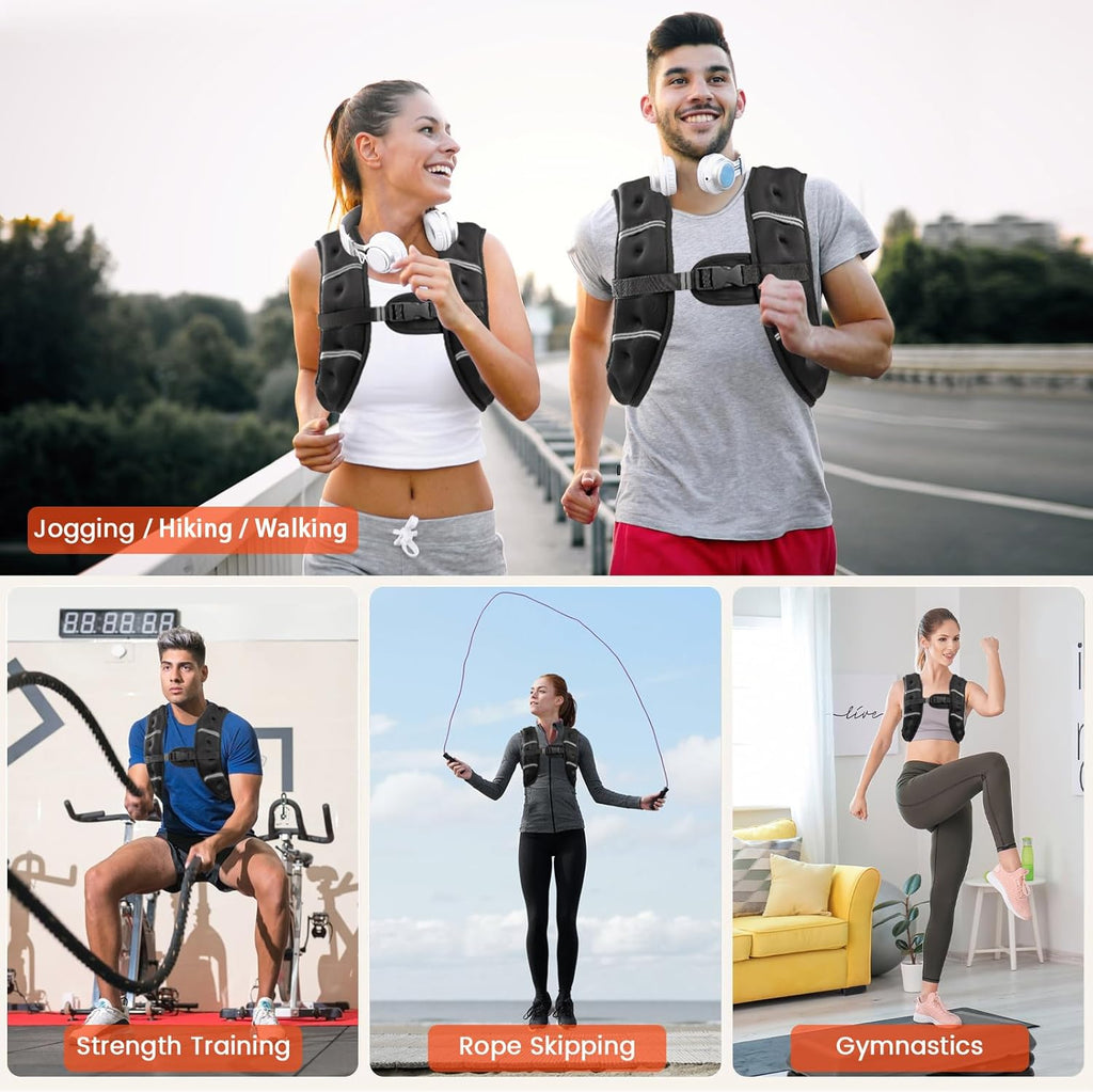 Skiennix Weighted Vest - Adjustable Weight for Strength Training | 6lb to 30lb Options with Reflective Stripe