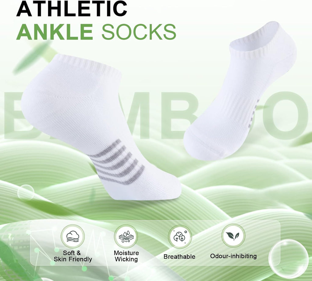 Skiennix Ankle Socks for Women - 6 Pairs Bamboo Viscose, Breathable & Moisture-Wicking, Low Cut