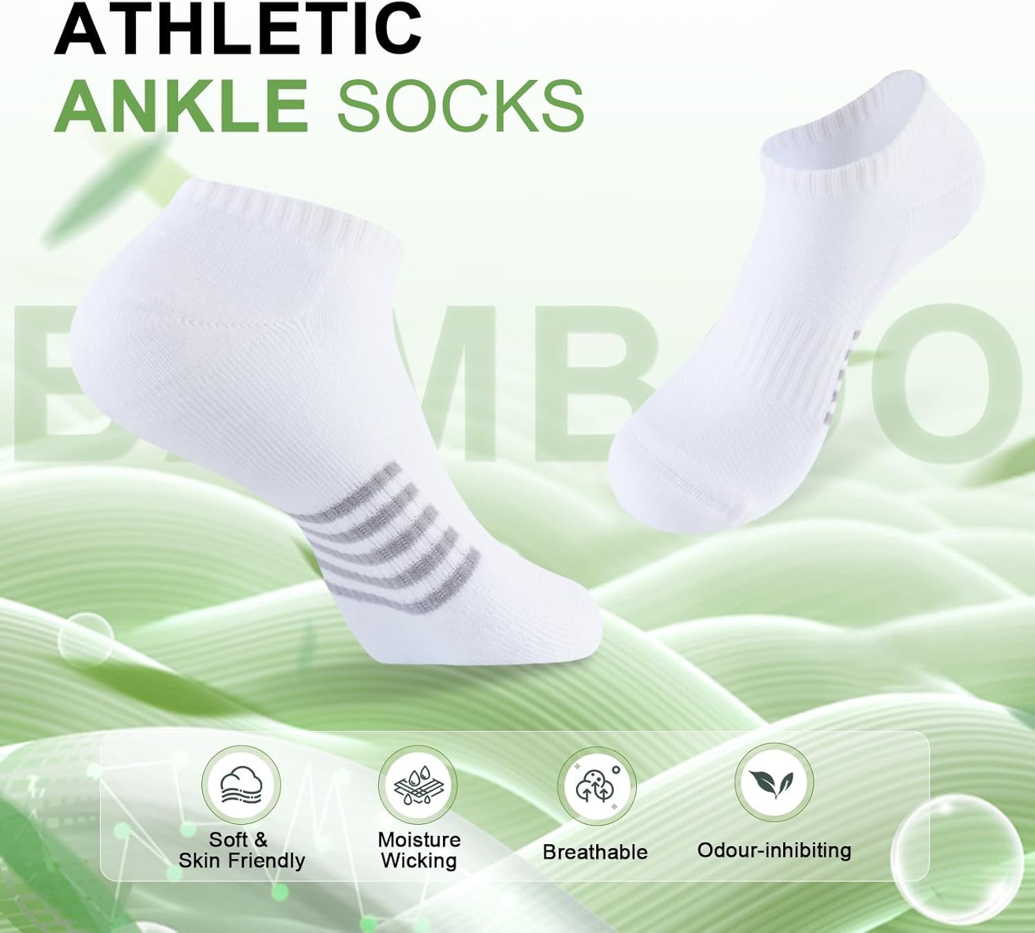 Skiennix Ankle Socks for Women - 6 Pairs Bamboo Viscose, Breathable & Moisture-Wicking, Low Cut