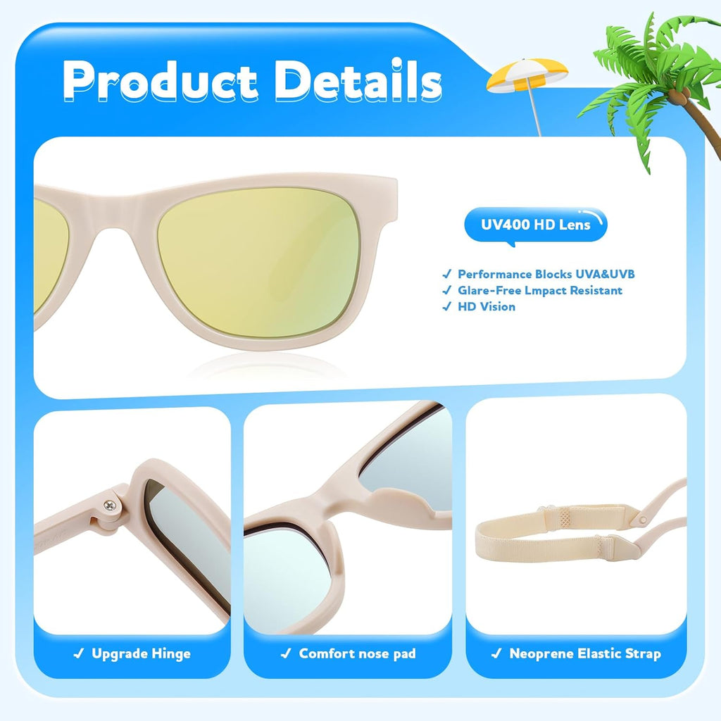Skiennix Baby Sunglasses - UV400 Protection for Infants & Toddlers, 3 Pack for Ages 0-24 Months