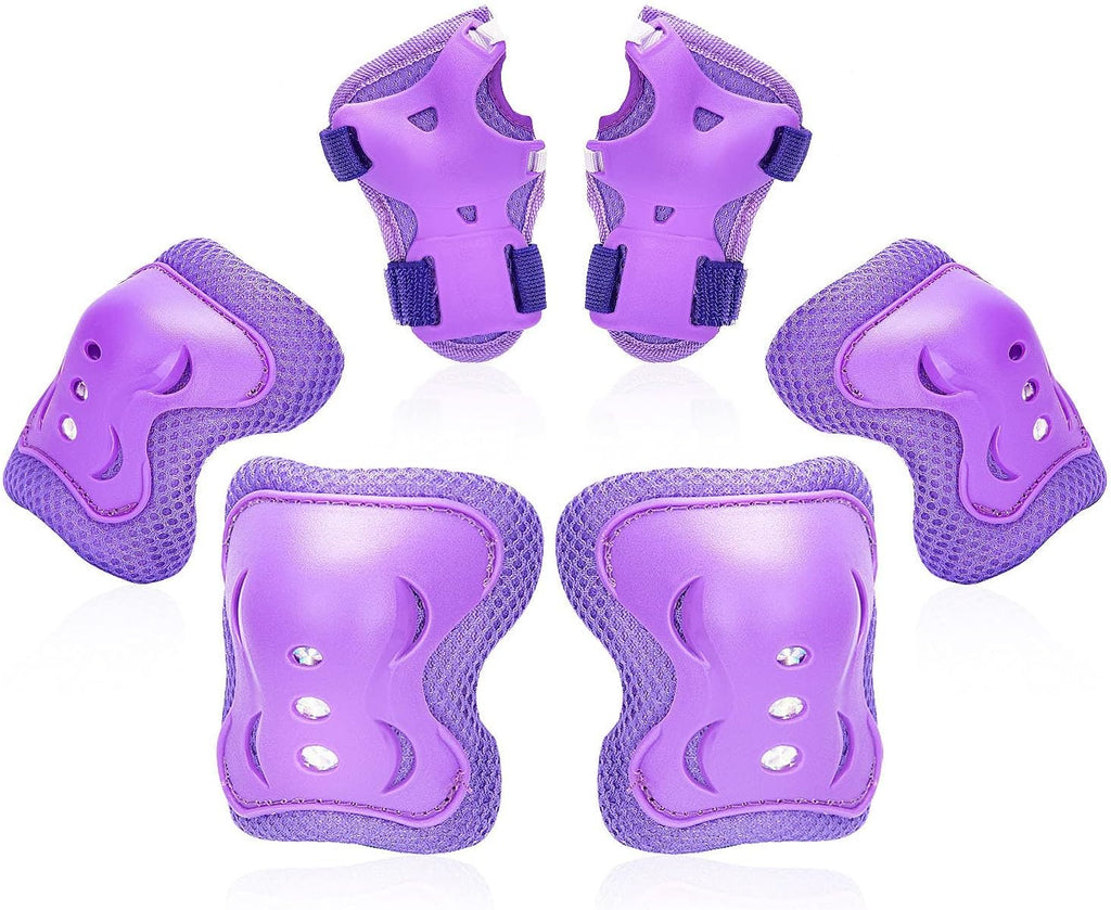 Skiennix Kids Protective Gear Set - Knee Pads, Elbow Pads & Wrist Guards | Ages 3-15 for Roller Skating, BMX & More