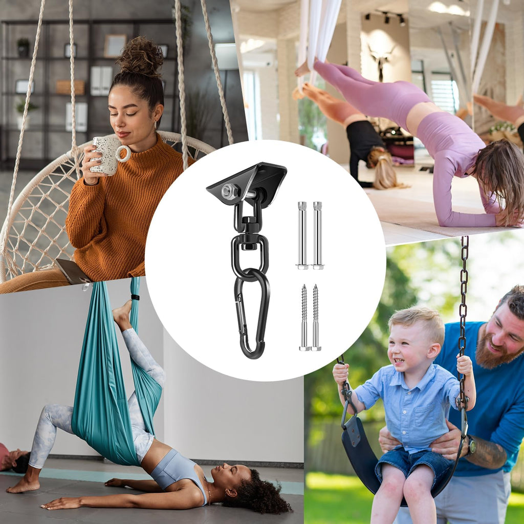 Skiennix Hammock Hanging Kit - 360° Rotating Heavy-Duty Swing Chair Hook | 1200 lbs Capacity for Indoor/Outdoor Use