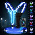 Skiennix LED Reflective Running Vest - Rechargeable High Visibility Safety Gear for Night Runners | Adjustable Fit