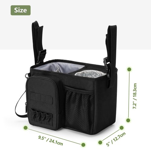 PGmoon Golf Push Cart Organizer Bag with Insulated Cup Holder and Multi-Pockets, Fits Most Carts