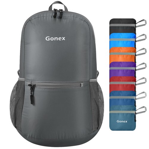 Gonex Ultra Lightweight Packable Backpack Daypack Handy Foldable Camping Outdoor Travel Cycling Backpacking(Grey)
