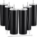 Skiennix 20 oz Stainless Steel Skinny Tumbler - Double-Insulated, Splash-Proof Lid & Straw | Black