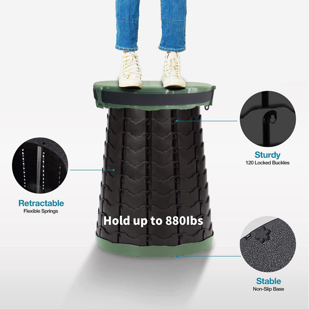 XXL Portable Toilet for Camping,19.7"H Adjustable Folding Toilet with Lid,Carry Bag,Capacity 880lbs,Retractable Portable Potty for Camping,Hiking,Travel,Car,Boat,Tent