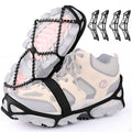 Sfee 2 Pairs Ice Cleats Ice Grippers for Shoes and Boots, Crampons Traction Cleats for Walking on Snow and Ice Anti-Slip Flexible Footwear Snow Grips for Walking Climbing Hiking Jogging with 4 Straps