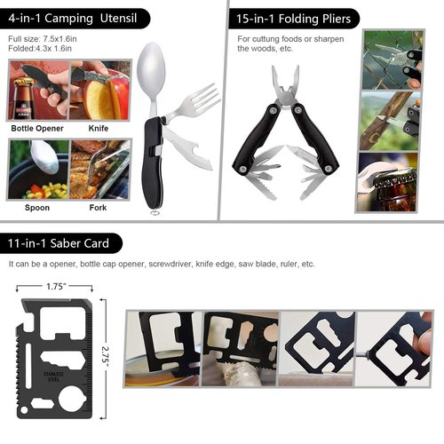 Survival Kit, 151 Pcs First Aid Kit Survival Gear and Supplies Emergency Kit with Bug Out Bag Tactical Military Grade Molle IFAK for Camping, Earthquake, Hiking, Hunting, Gifts for Men Dad (Khaki)
