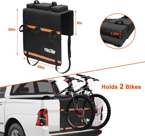 MDSTOP Tailgate Pad - Mountain Bike Protector with Reflective Strips | Scratch Resistant, Holds 2 Bikes (Black, M)