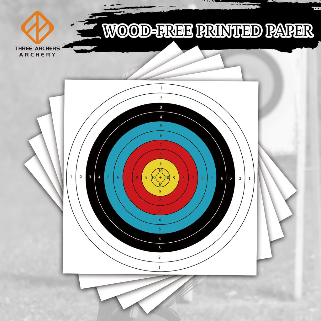 THREE ARCHERS Archery Targets Paper 20pcs Standard Archery Target for Backyard 23.6In 10 Ring Bow and Arrow Targets Face for Hunting & Shooting Archery Accessories for Target Practice