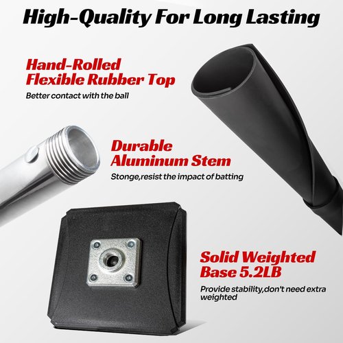 JASCOPRO Portable Batting Tee - Height Adjustable 25-37 Inches | Premium Rubber Top & Metal Base for Baseball & Softball