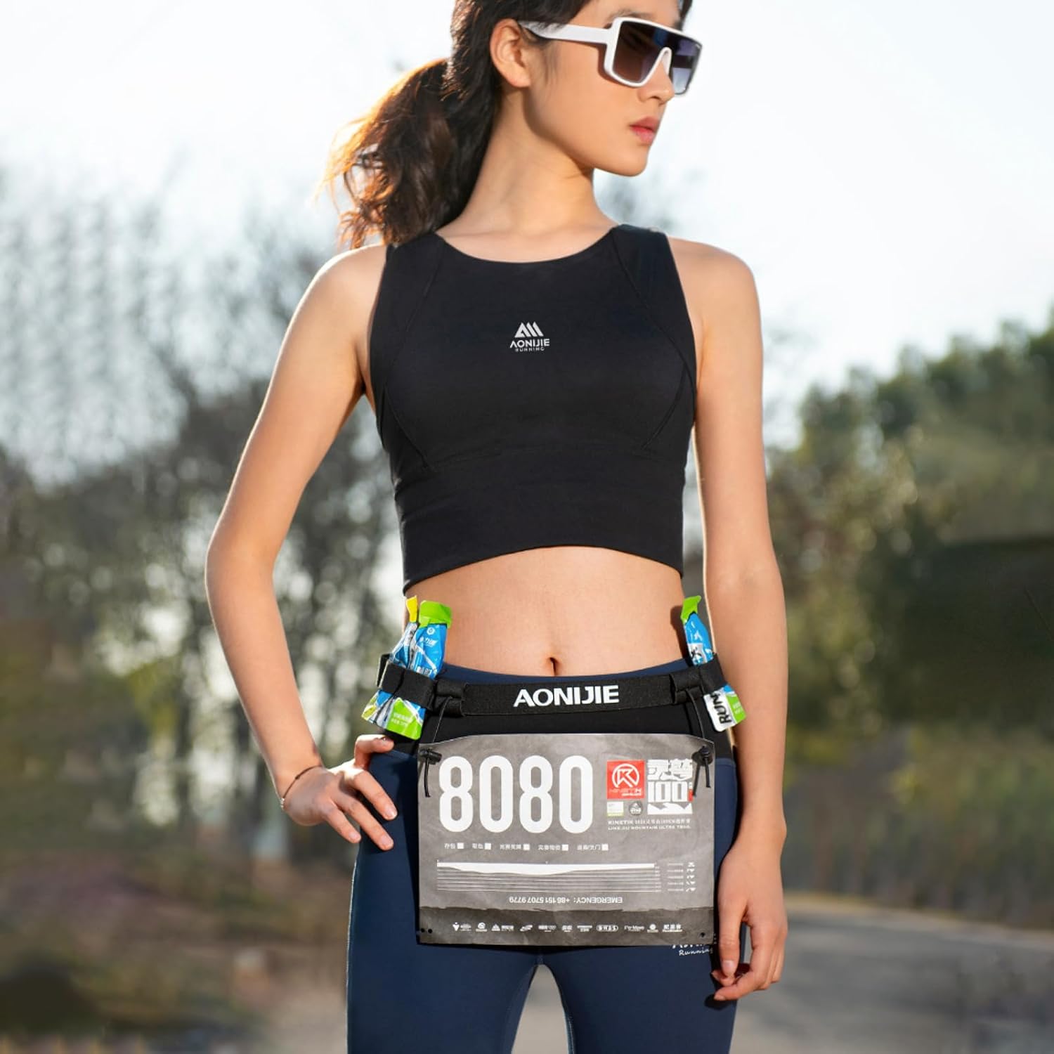 TRIWONDER Race Number Belt - 6 Gel Loops for Triathlon & Marathon | Grey - 2 Pack