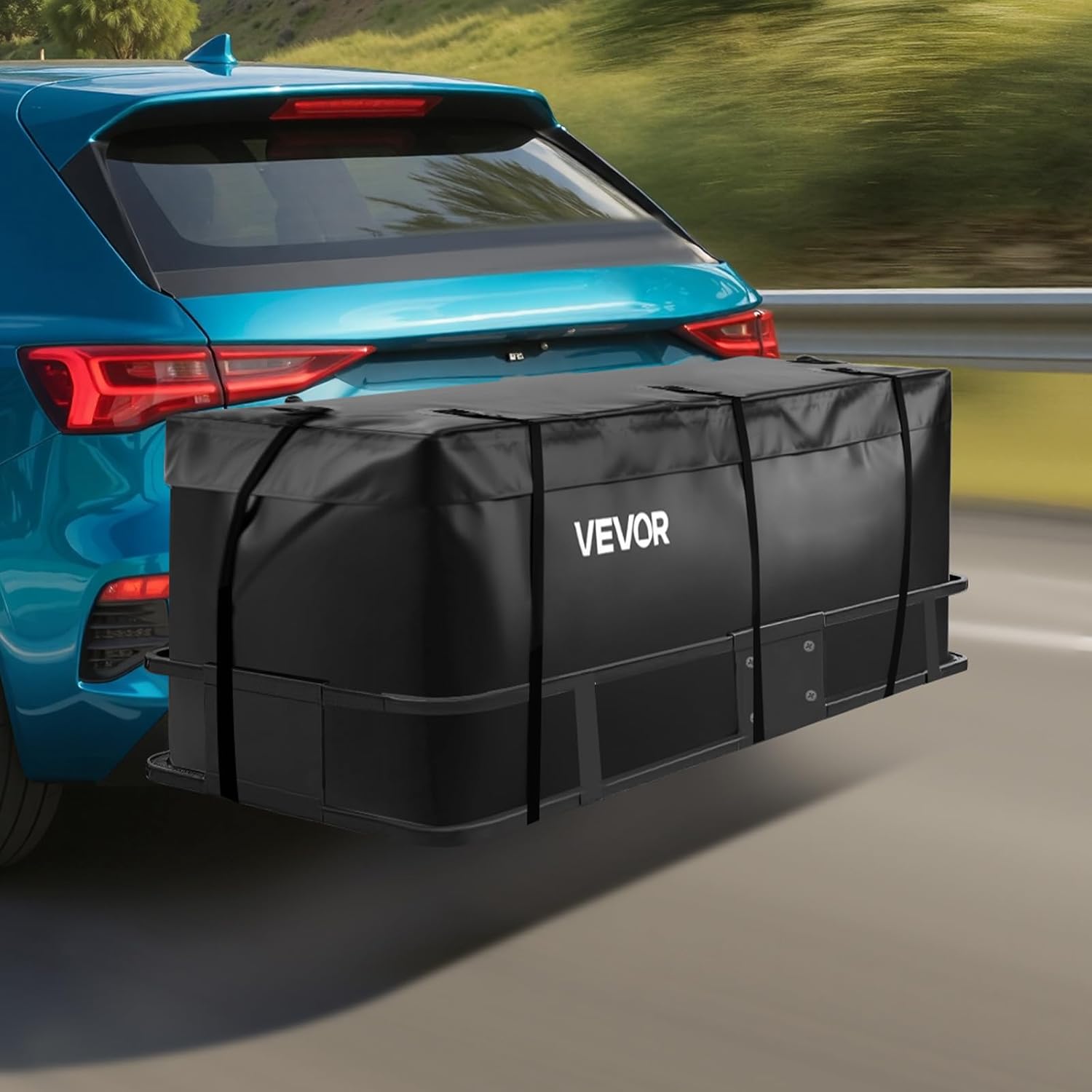 VEVOR Hitch Cargo Carrier Bag, Waterproof 840D PVC, 59.84 x 24.02 x 24.41 in (20 Cubic Feet), Heavy Duty Cargo Bag for Truck Bed Storage with 6 Reinforced Straps, Suitable for Car Vans Hitch Basket