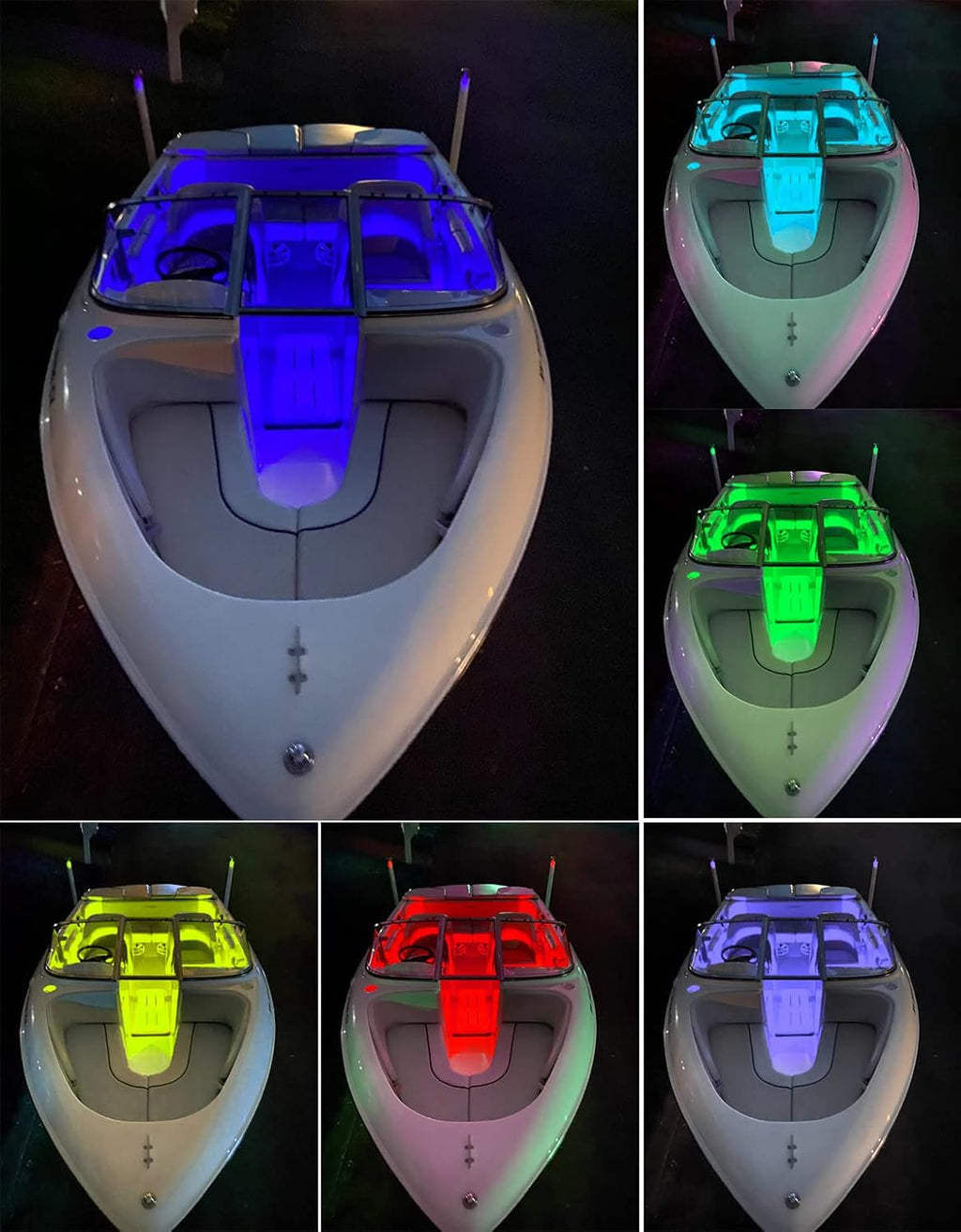Seaponer Wireless Battery Operated Boat Lights - Waterproof RGB LED Marine Lights for Deck & Interior | 4-Pack
