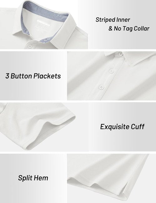 Cotrasen Men's Polo Shirt - Short Sleeve Cotton Pique with 3 Buttons | Classic Fit Golf T-Shirt