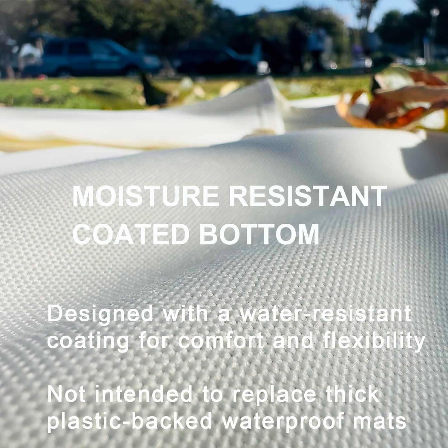White Picnic Blanket - Large Canvas Beach Mat, Machine Washable, 4'9” × 6'3”