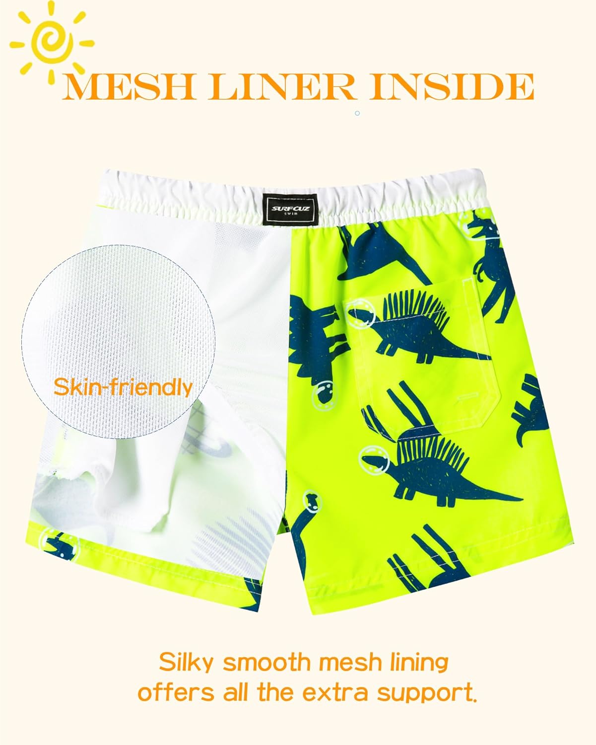 Surfcuz Little Boys Swim Trunks - UPF 50+ Quick Dry Beach Shorts for Toddlers