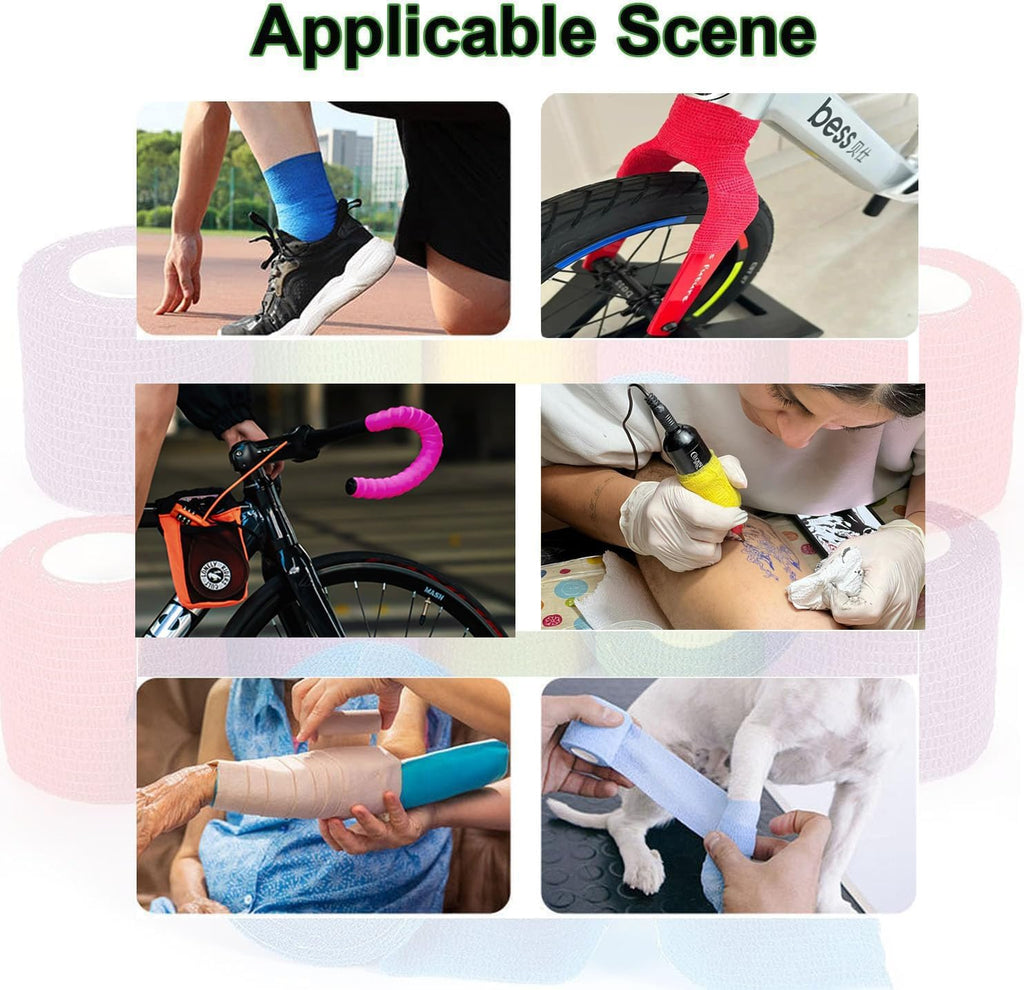 Skiennix Self-Adhesive Bandage Wrap - 2 Inch x 5 Yards, Breathable Elastic Tape for Sports & Pets