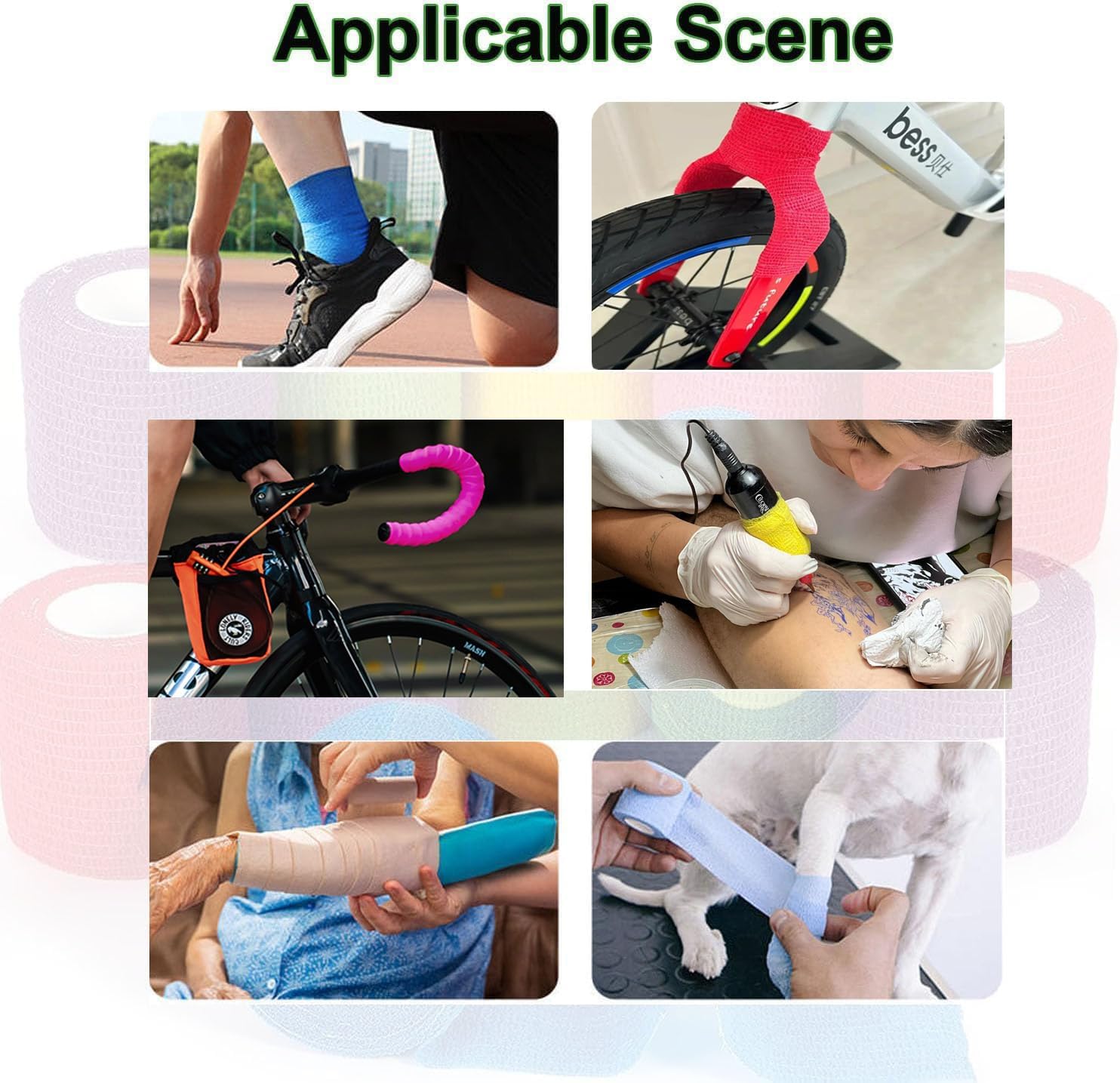 Skiennix Self-Adhesive Bandage Wrap - 2 Inch x 5 Yards, Breathable Elastic Tape for Sports & Pets