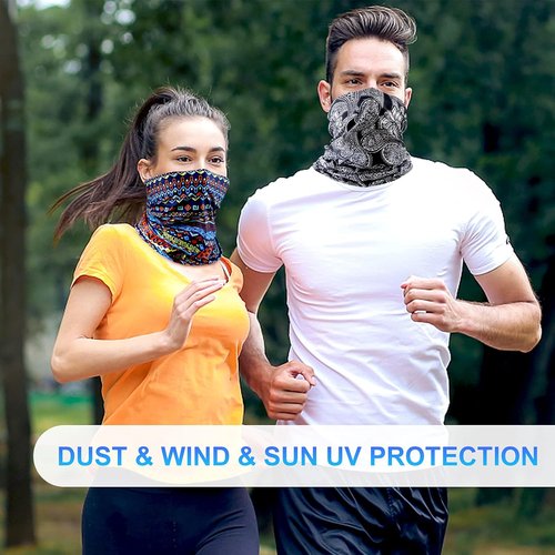 6 Pack Neck Gaiter Elastic Balaclavas Face Mask Versatile Bandana for Men Women