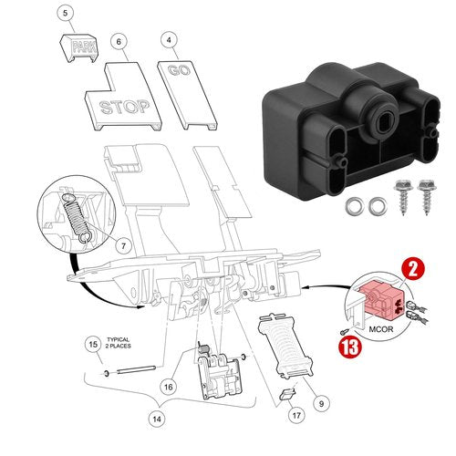 Roykaw Golf Cart MCOR 2 Throttle Potentiometer for Club Car Precedent Electric Models 2004-2011, Accelerator Sensor Motor Controller Output Regulator, Replaces OEM# 103327901, 102528501