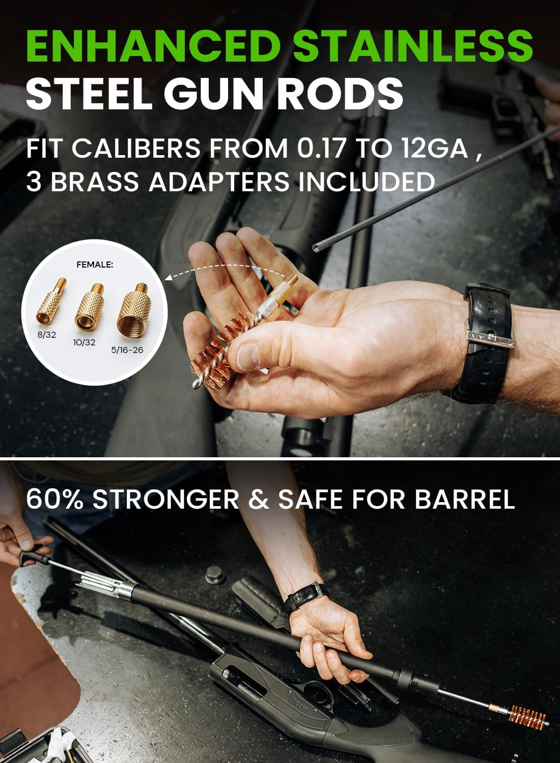 Universal Gun Cleaning Kit - Portable All-in-One Solution for Handguns, Rifles & Shotguns | Includes Stainless Steel Rods & Brass Jags