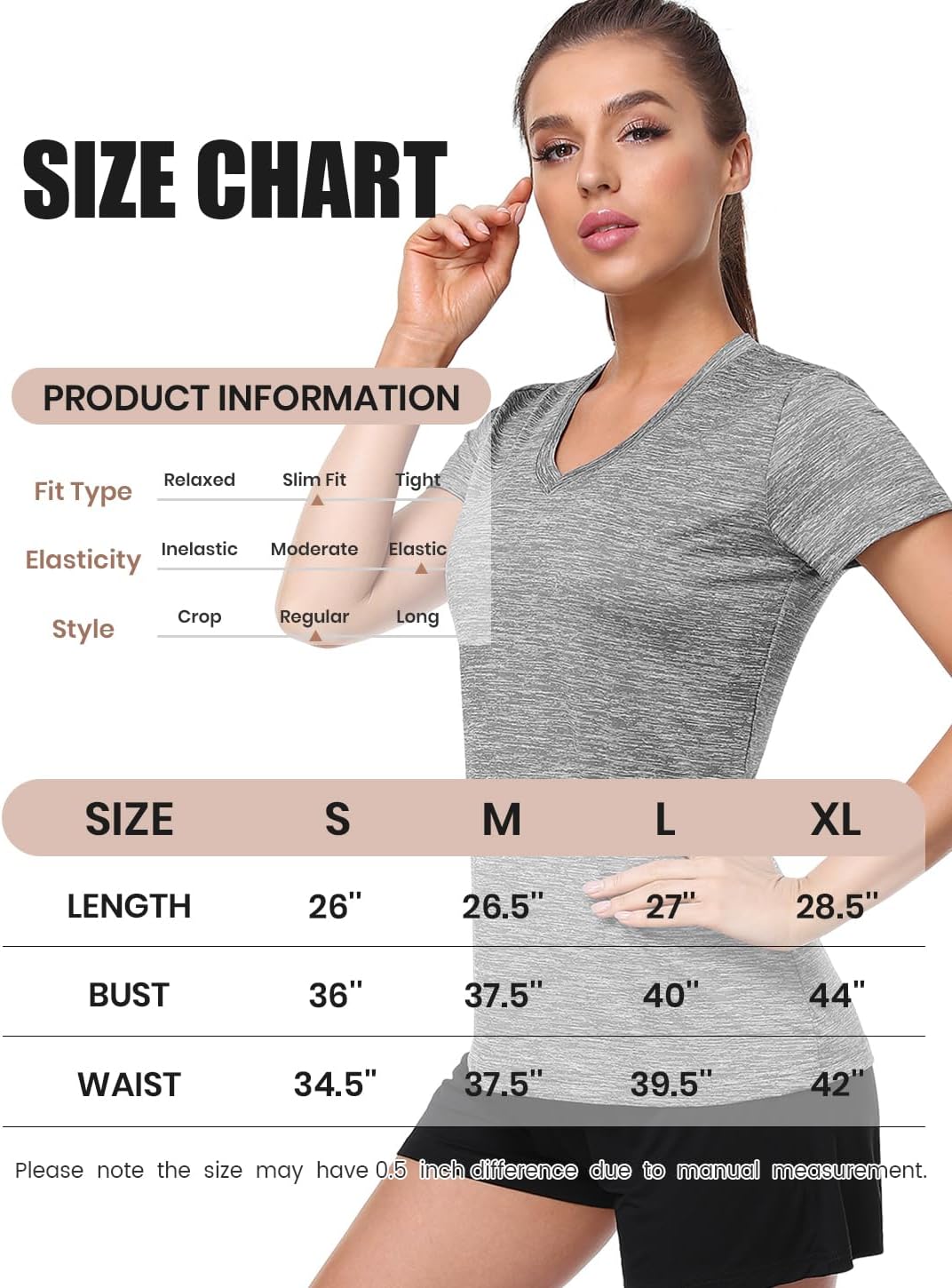 Skiennix Women's Moisture-Wicking Athletic V-Neck T-Shirts - 5-Pack, Short Sleeve, Comfortable Fit