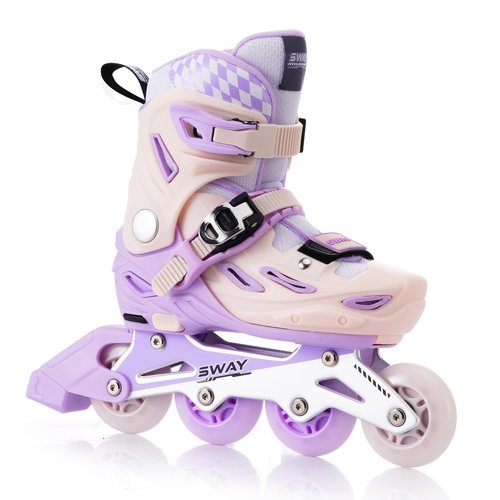 SWAY Inline Skates 4 Size Adjustable for Girls and Boys, All Wheels Light Up, Outdoor Inline Skates for Kids and Youths Age 4-16, Lightweight & Comfortable (Pink, Medium - Big Kid(1-4 US))