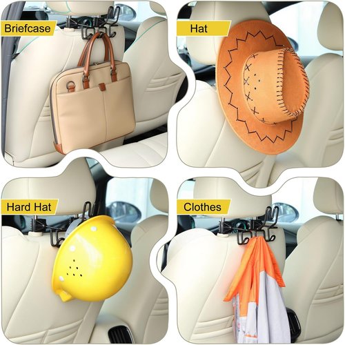 Enhon Hard Hat Holder - Truck & Car Organizer with 3 Hooks for Safety Helmet & Tools | Black
