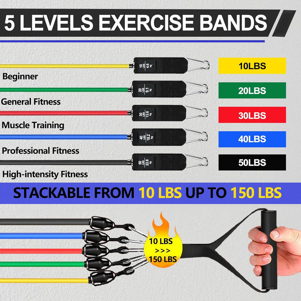 Skiennix Resistance Bands - Versatile Workout Bands with Handles & Door Anchor | Strength Training for Men & Women