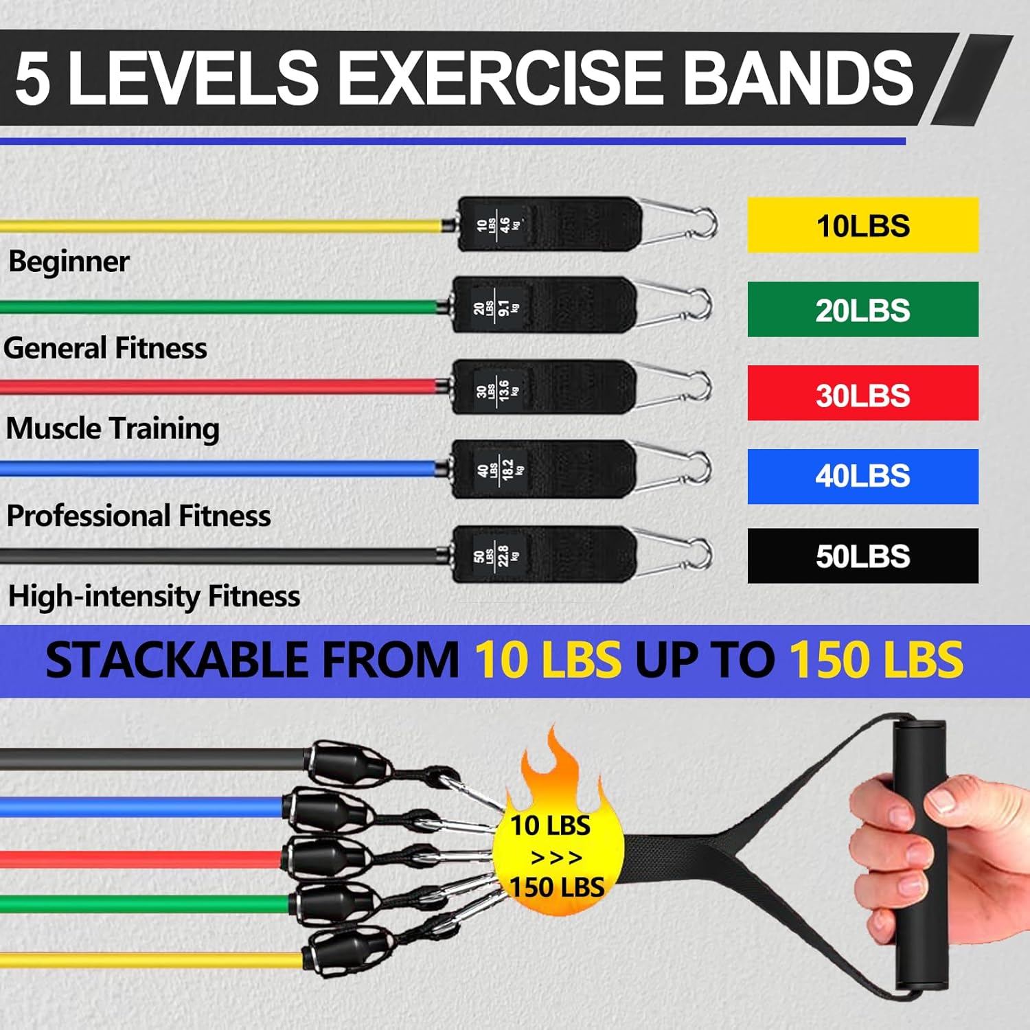 Skiennix Resistance Bands - Versatile Workout Bands with Handles & Door Anchor | Strength Training for Men & Women