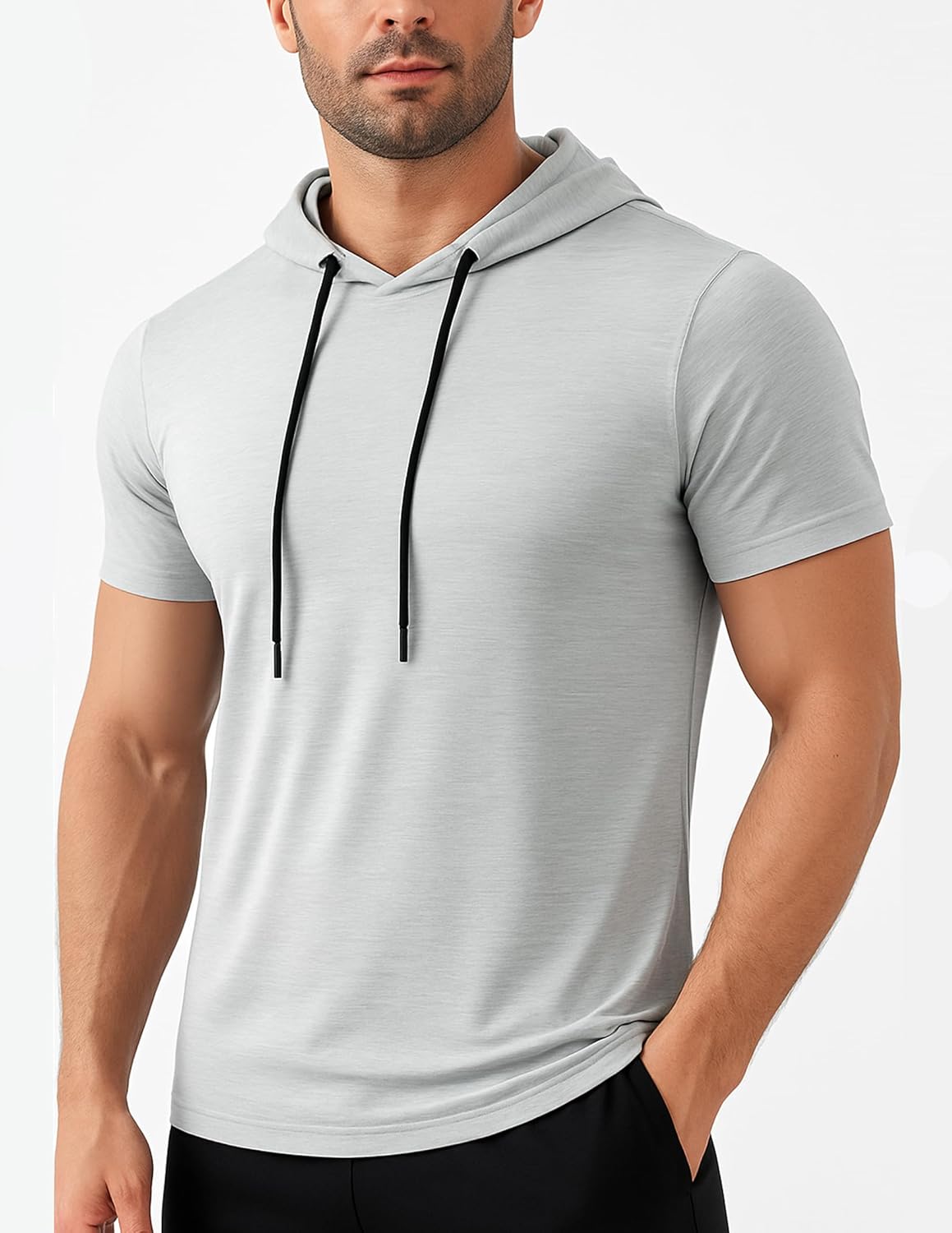 Skiennix Men's Lightweight Short Sleeve Workout Hoodies - Athletic Dry Fit T-Shirts for Gym | 3 Pack