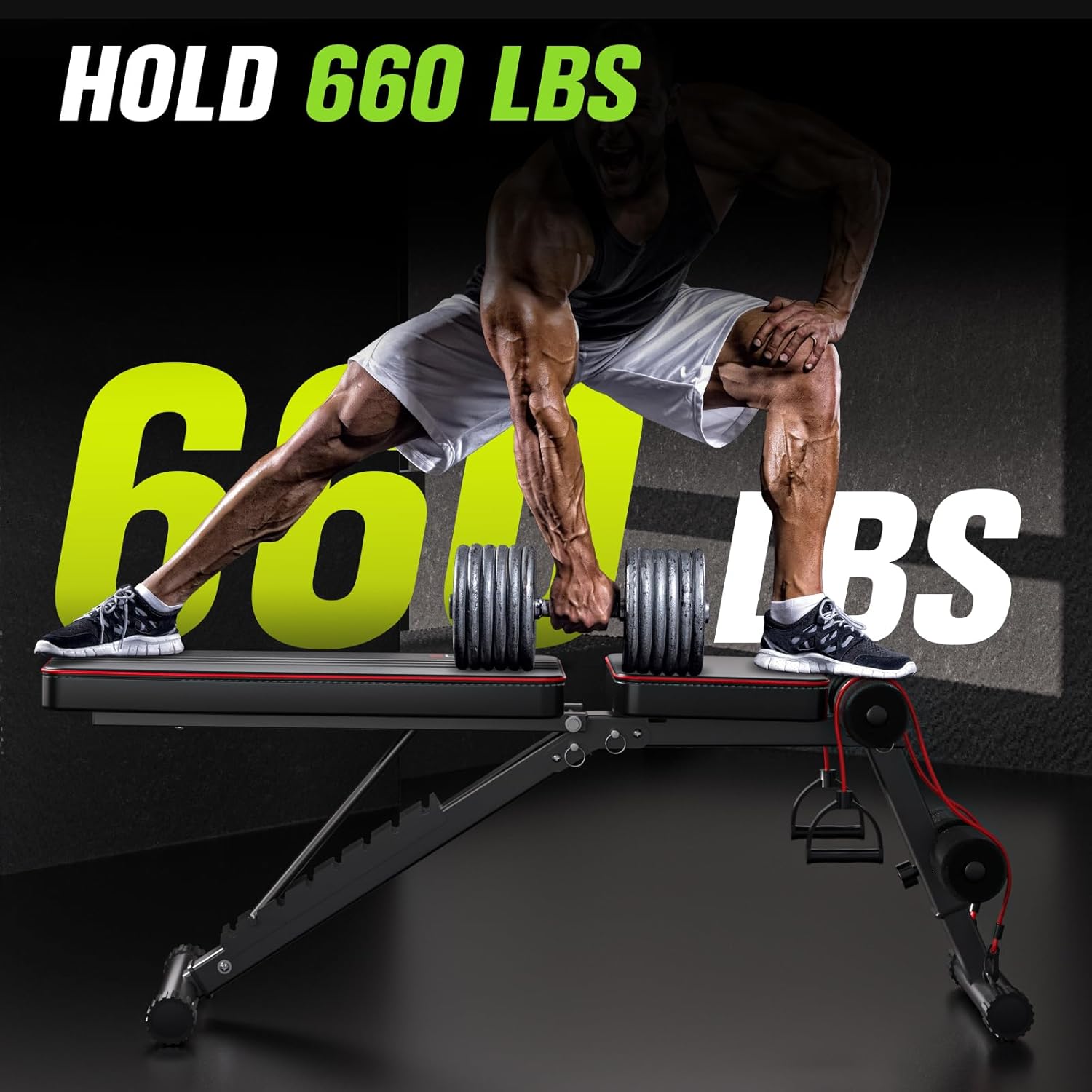 Skiennix Adjustable Folding Weight Bench - 660 lbs Capacity | Multi-Functional Home Gym Equipment