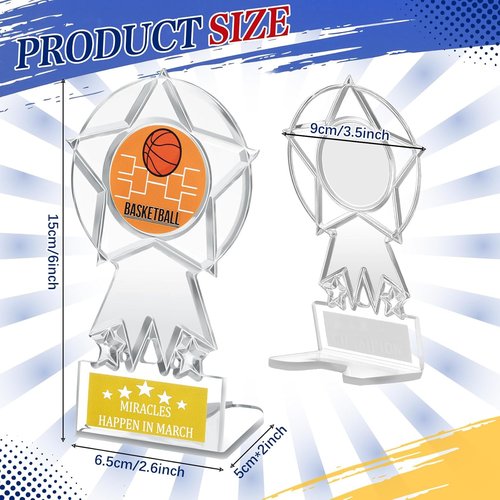 Champion Trophy Set - 16 Clear Acrylic Basketball/Football Awards for Sports Competitions & Souvenirs