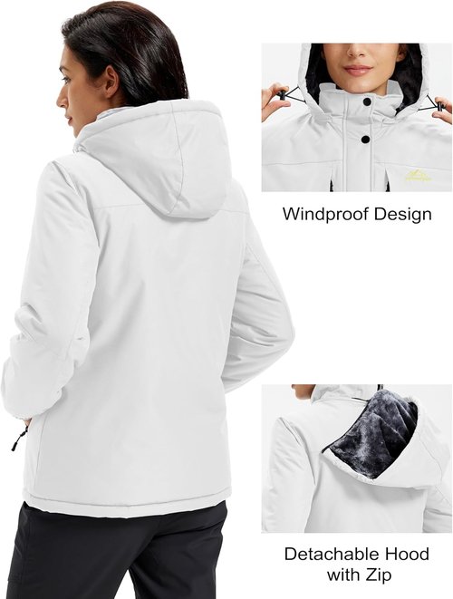 MAGCOMSEN Women's Ski Jacket - Waterproof Insulated Winter Coat with Fleece Lining | Warm & Windproof