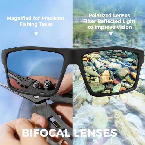 KastKing Waccamaw Polarized Bifocal Sunglasses - Sport Wrap-Around Readers with x1.5, x2.0, x2.5 Magnifications