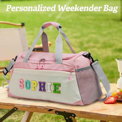 Chenille Personalized Girls Dance Bag - Custom Name with Shoes Compartment | Large Capacity Gym Duffle for Yoga, Ballet & Travel