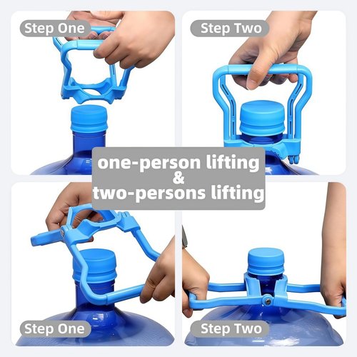 5 Gallon Water Bottle Carrier 2Pcs Set with 4 Jug Cap Jug Carrier, Heavy-Duty Ergonomic Handle with Dual-Mode Lift, Non-Slip Design for Easy and Secure Carrying, Fits Standard 5-Gallon Water Jugs