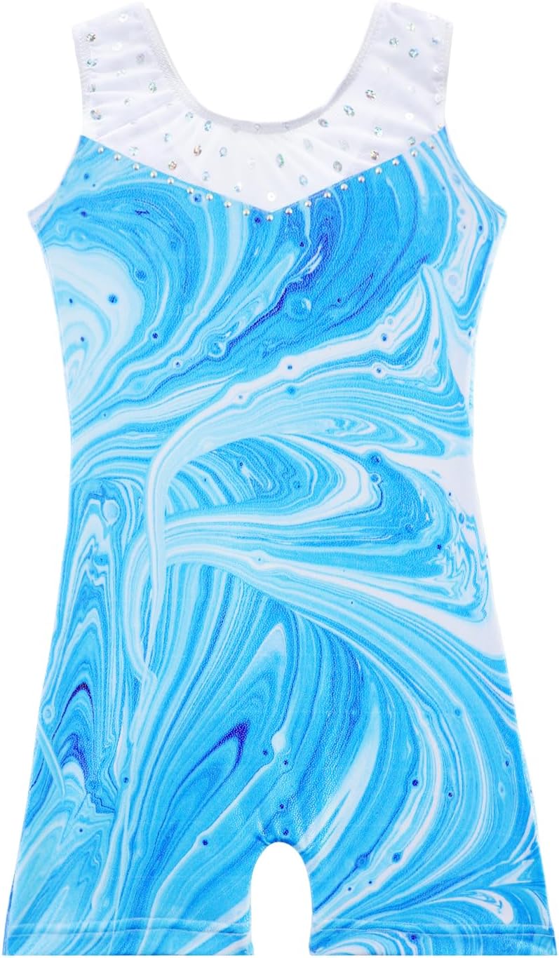 Skiennix Girls' Gymnastics Leotard - Shiny Mermaid Unicorn Design | Toddler Athletic Dancewear