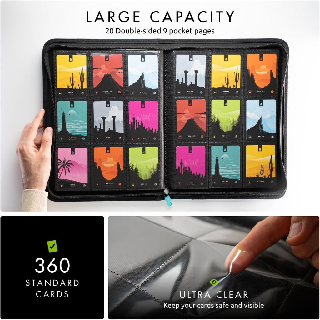 Vault X 9 Pocket Trading Card Zip Binder - Premium Exo-Tec Material, Holds 360 Cards, Teal Color