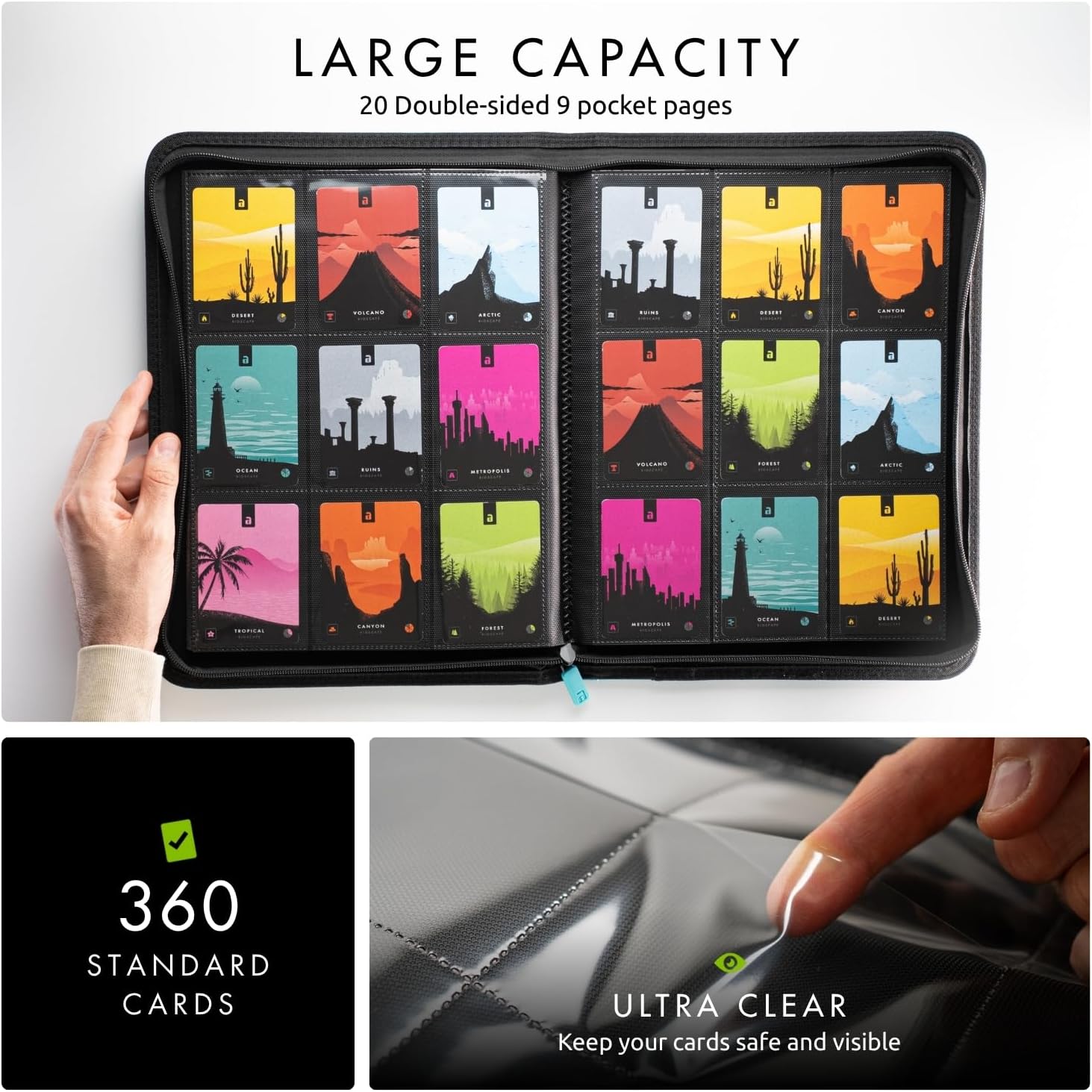 Vault X 9 Pocket Trading Card Zip Binder - Premium Exo-Tec Material, Holds 360 Cards, Teal Color