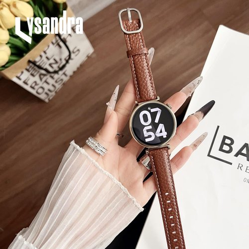 20mm Genuine Leather Soft Strap Quick Release Wristband Compatible with Garmin Vivoactive 6, Vivoactive 5, Vivoactive 3 smartwatch for Women (Brown)
