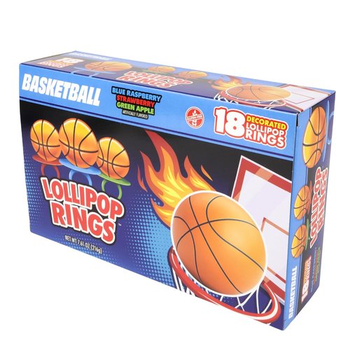 Imaginings Basketball Lollipop Rings - Individually Wrapped Candy for Birthday Party Favors | 18 Suckers