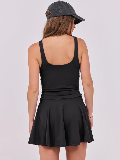 Caracilia Women's Tennis Mini Dress - Athletic Sleeveless One-Piece with Built-In Shorts | Summer Activewear