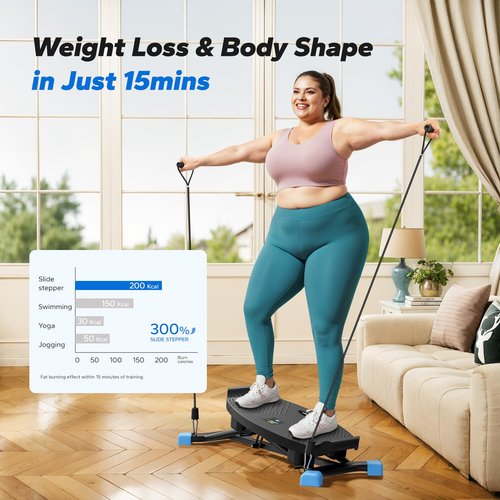MERACH Balance Board for Adults, Rocking Stepper with Resistance Bands, Portable Wobble Board Featuring LCD Monitor, 300 lbs Capacity Ski Twister Trainer for Full Body Workout at Home Gym