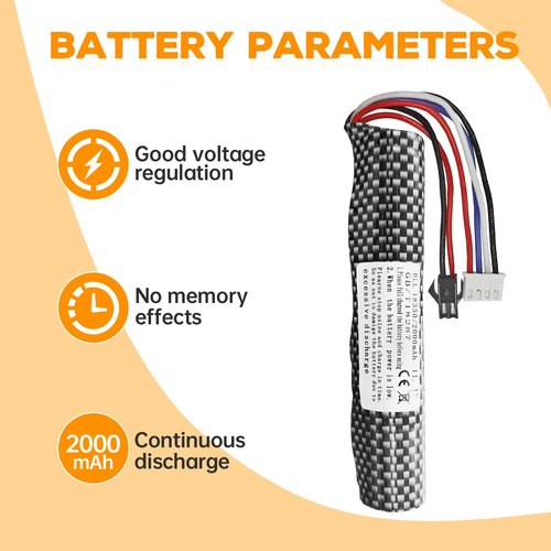 Fytoo 2PCS 3S 11.1V 2000mAh Li-ion Battery SM-2P Plug Connector with USB Charging Cable for Airsoft Gel Water Ball Blaster Airsoft Gel Ball Blaster Replacement Batteries