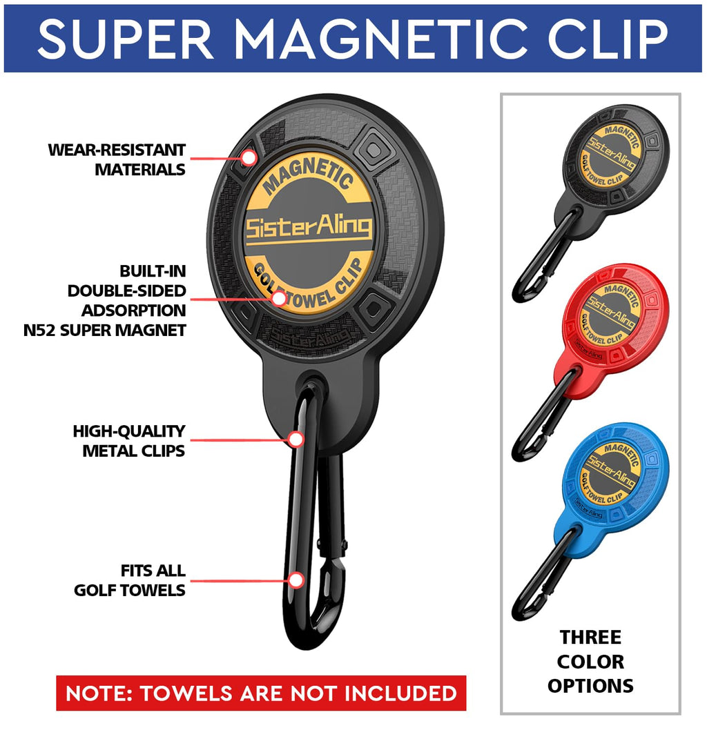 SisterAling Magnetic Clip for Golf Towel,Removable Industrial Magnetic Accessories Design for Strong Hold to Golf Carts or Clubs