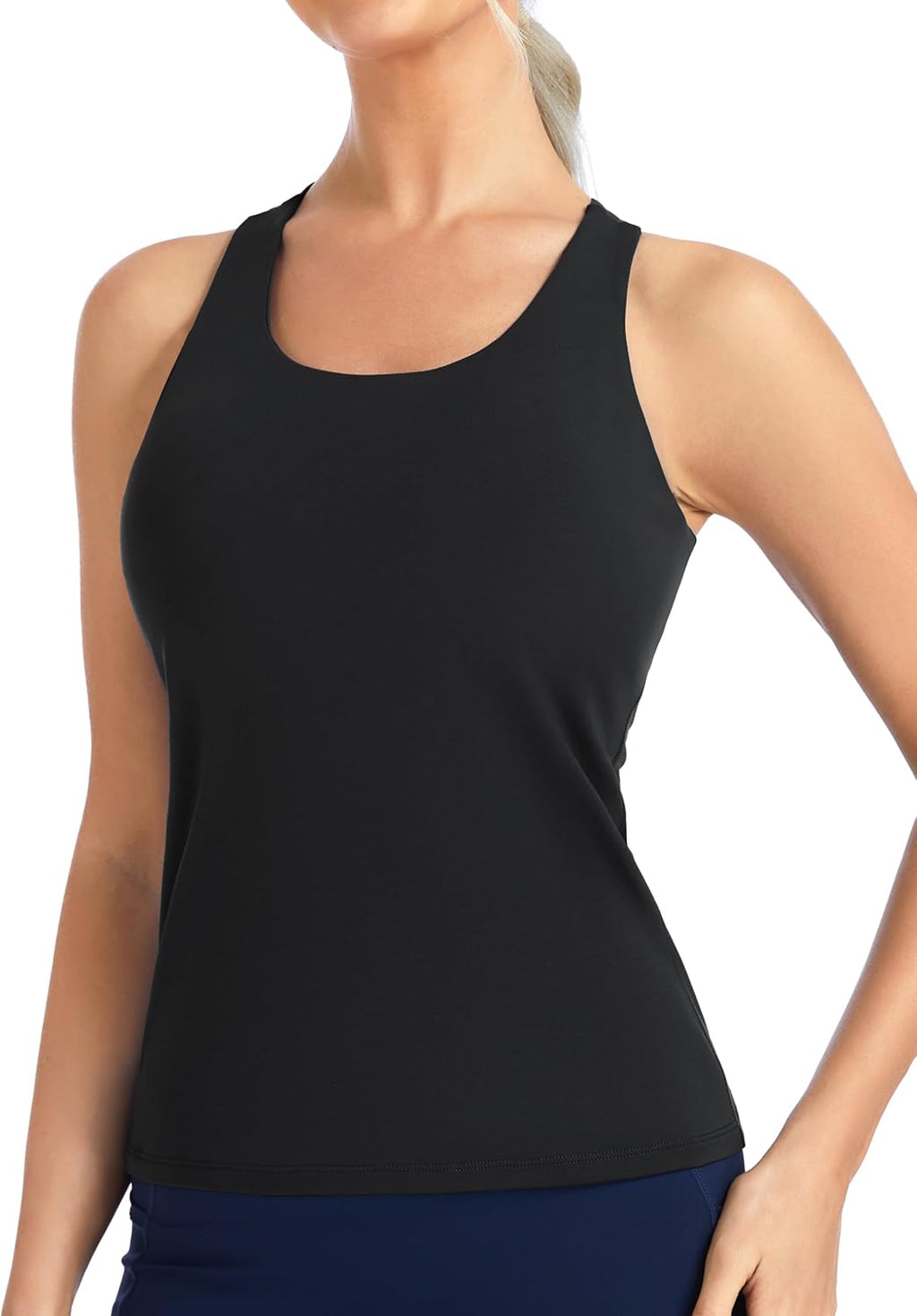 The Gym People Women's Longline Yoga Sports Bra - Racerback, Slim Fit, Padded Workout Top