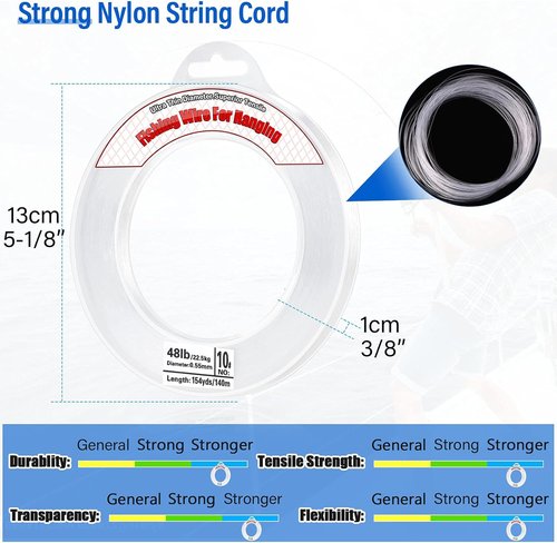 Acejoz Clear Fishing Wire - 656FT Strong Nylon String Supports 40 Pounds for Balloon Garland Decor